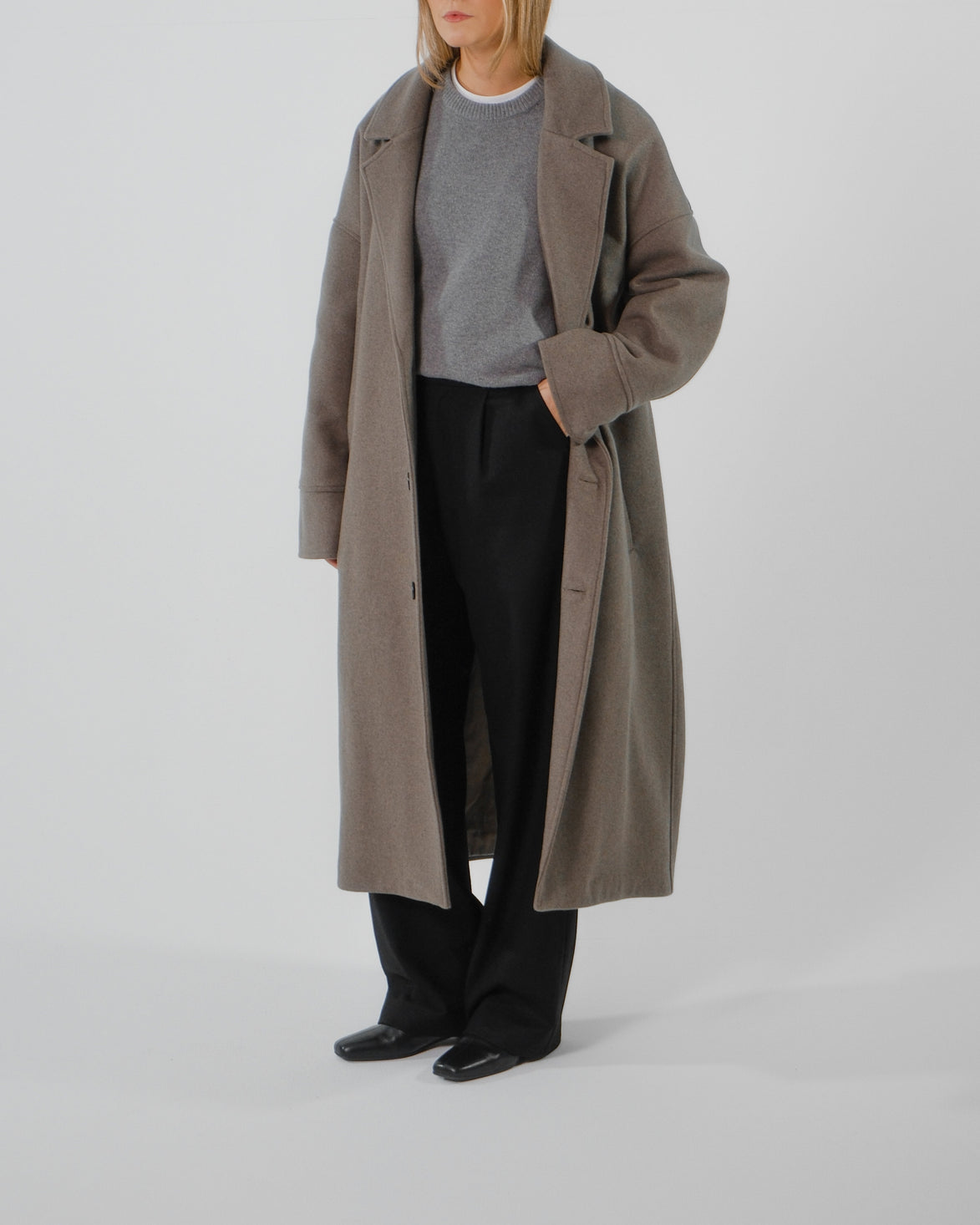 Wool Cashmere Coat - Taupe | SAMPLE