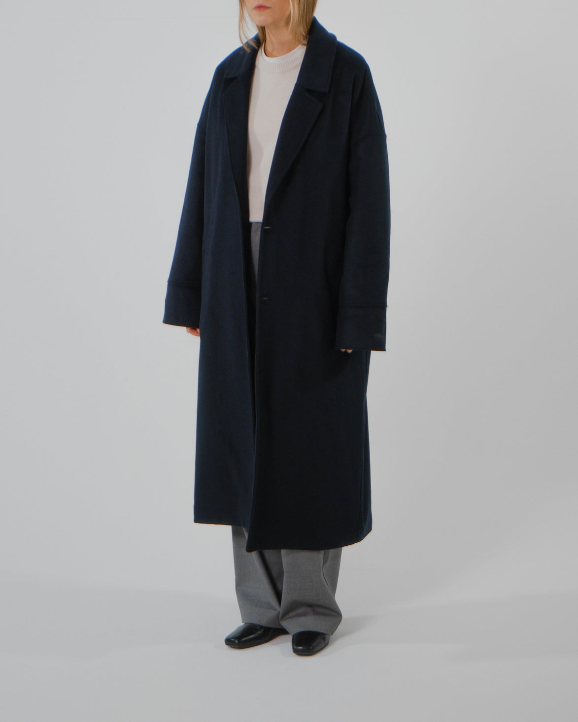 Wool Cashmere Coat - Navy | SAMPLE