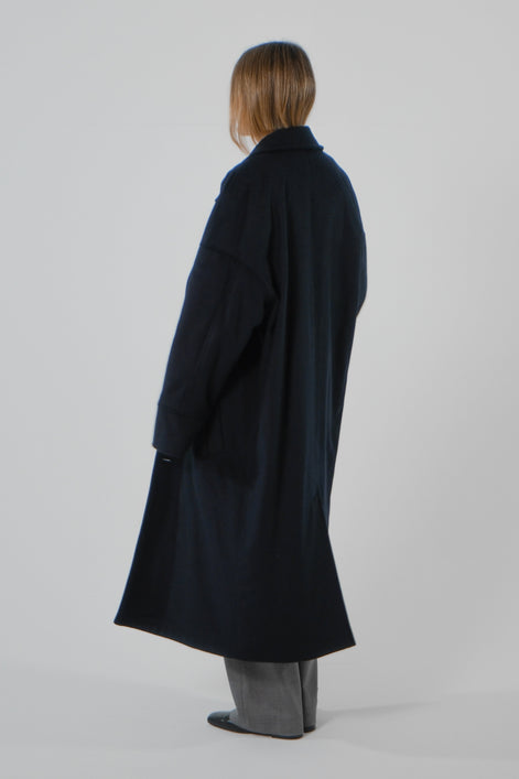 Wool Cashmere Coat - Navy