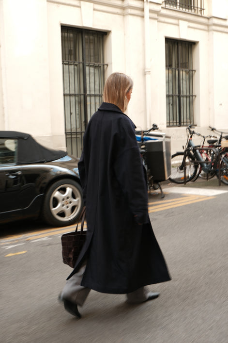 Wool Cashmere Coat - Navy