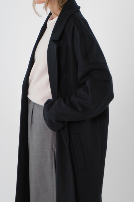 Wool Cashmere Coat - Navy