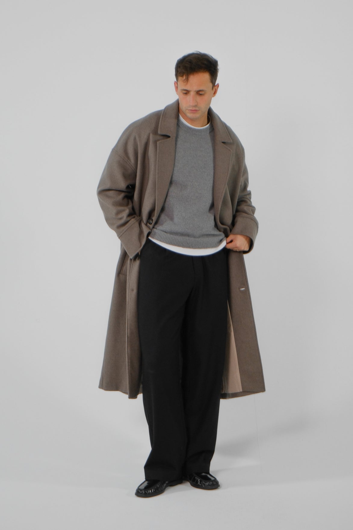 Wool Cashmere Coat - Taupe | SAMPLE