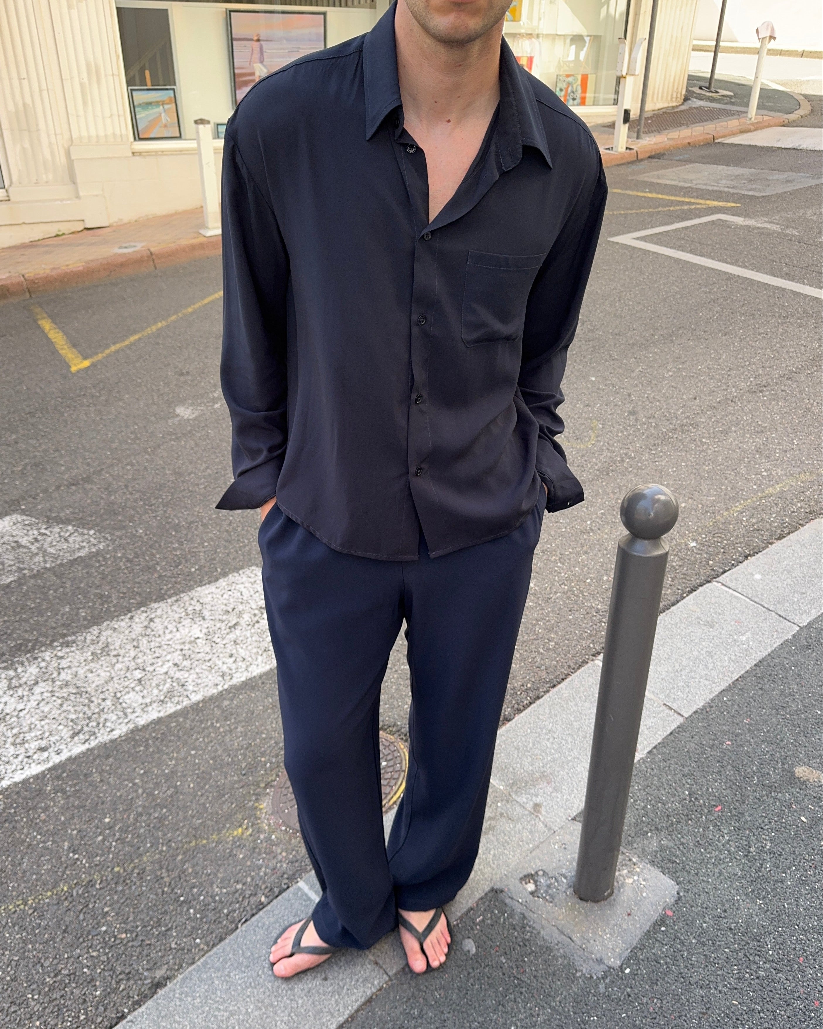 Drape Shirt - Navy