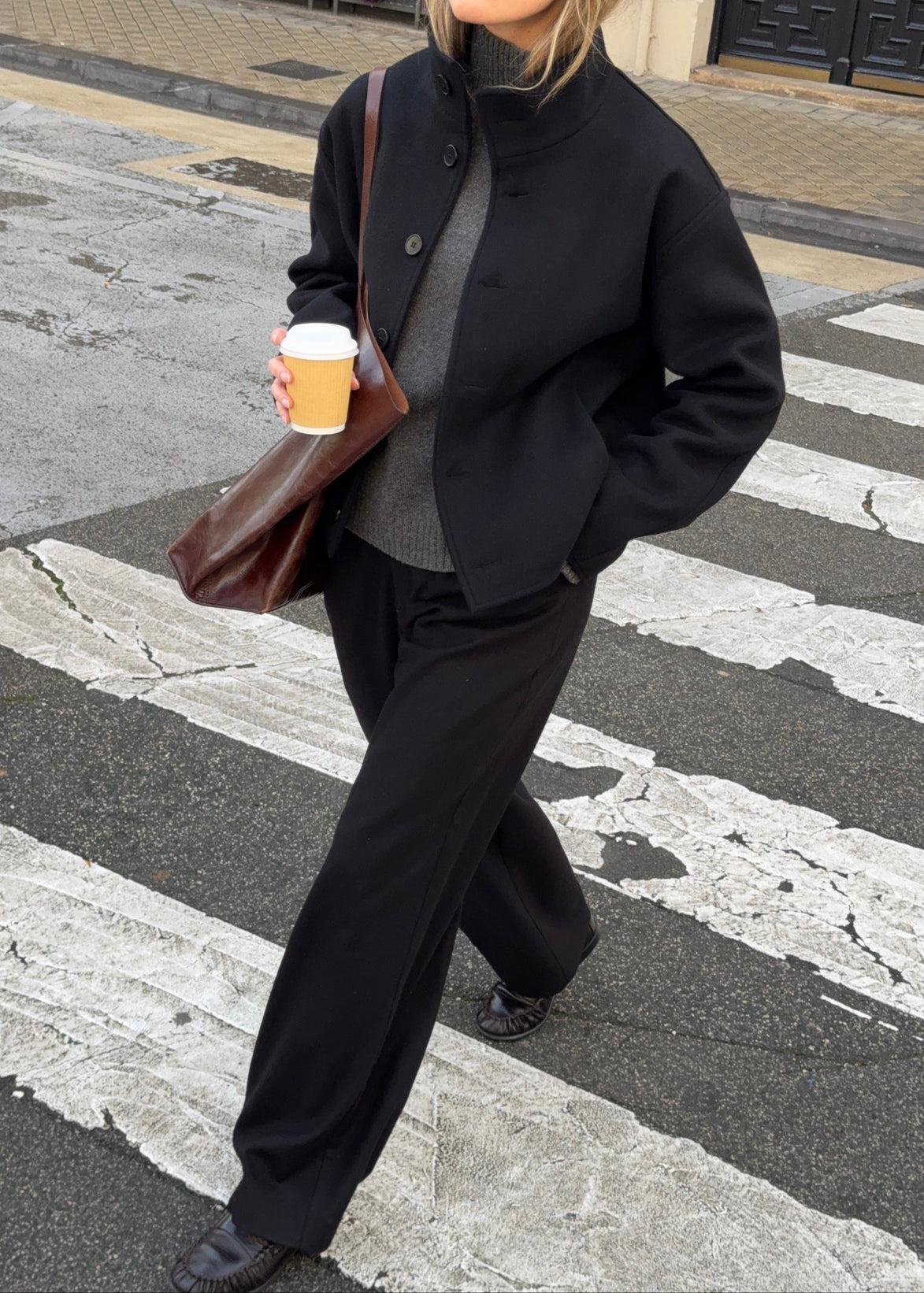 High Collar Wool Jacket - Black | Pre Order