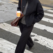 Signature Wool Pleated Trousers - Black