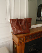 Maxi Leather Tote Bag - Cognac Brown | Pre Order