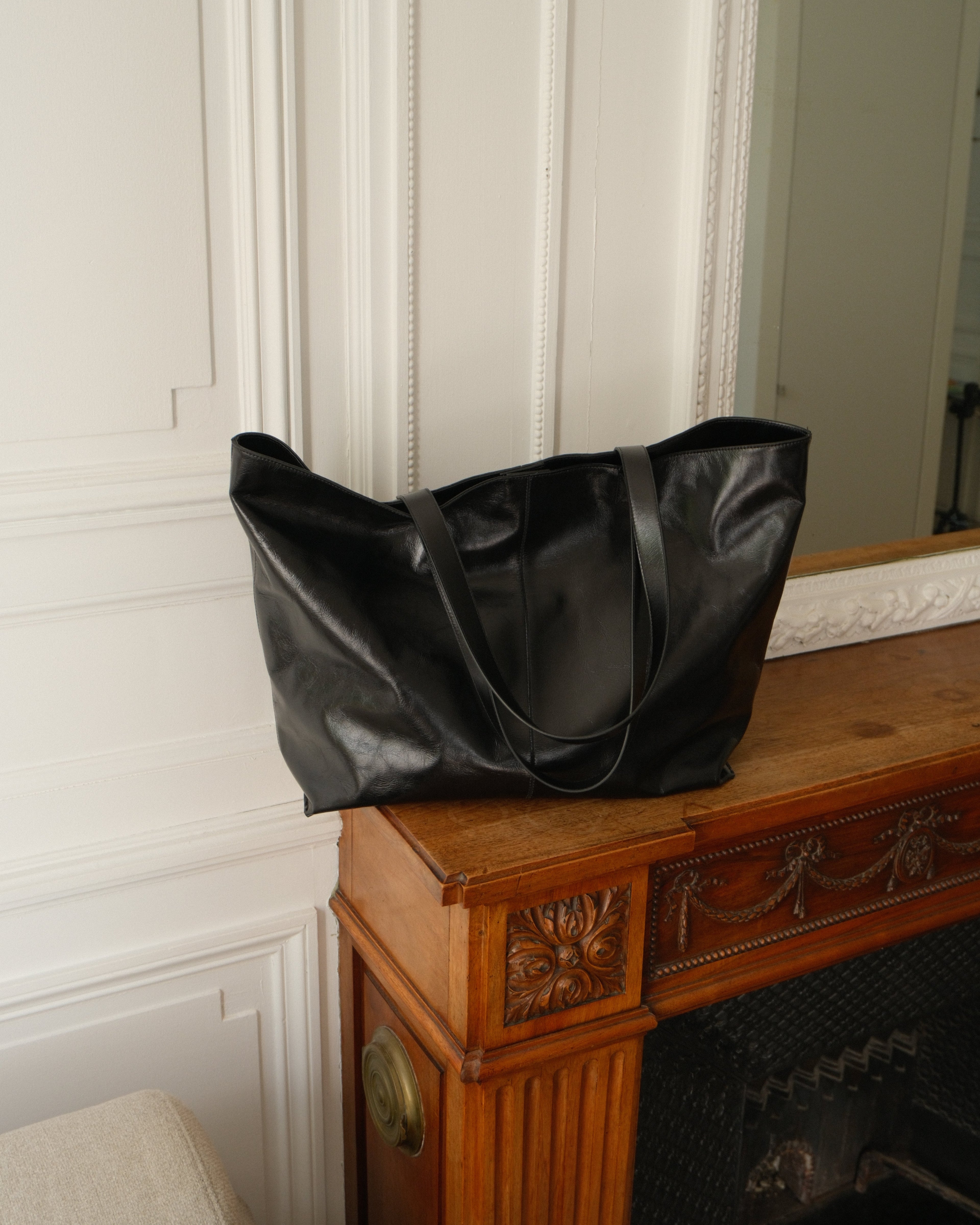 Maxi Leather Tote Bag - Black | Pre Order