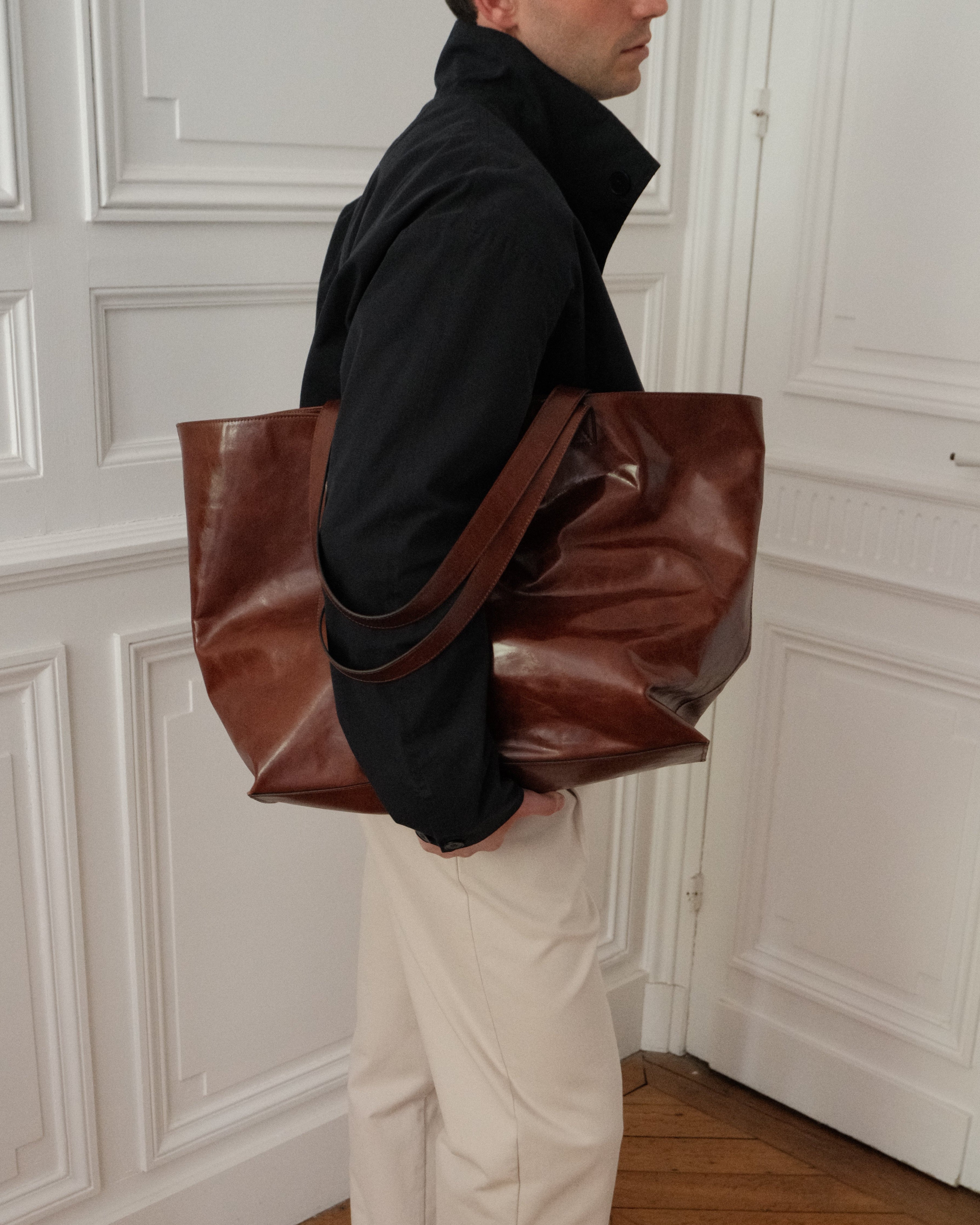 Maxi Leather Tote Bag - Cognac Brown | Pre Order