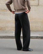 Signature Wool Pleated Trousers - Black