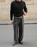 Wool Cashmere Crewneck - Black