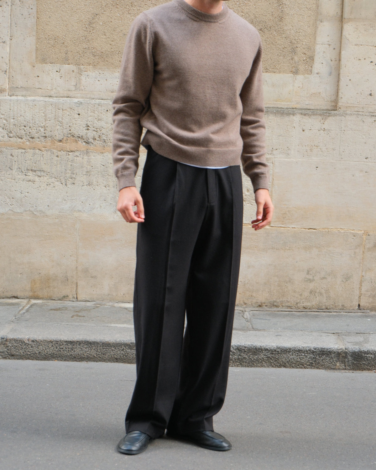 Wool Cashmere Crewneck - Taupe
