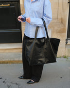 Maxi Leather Tote Bag - Black | Pre Order