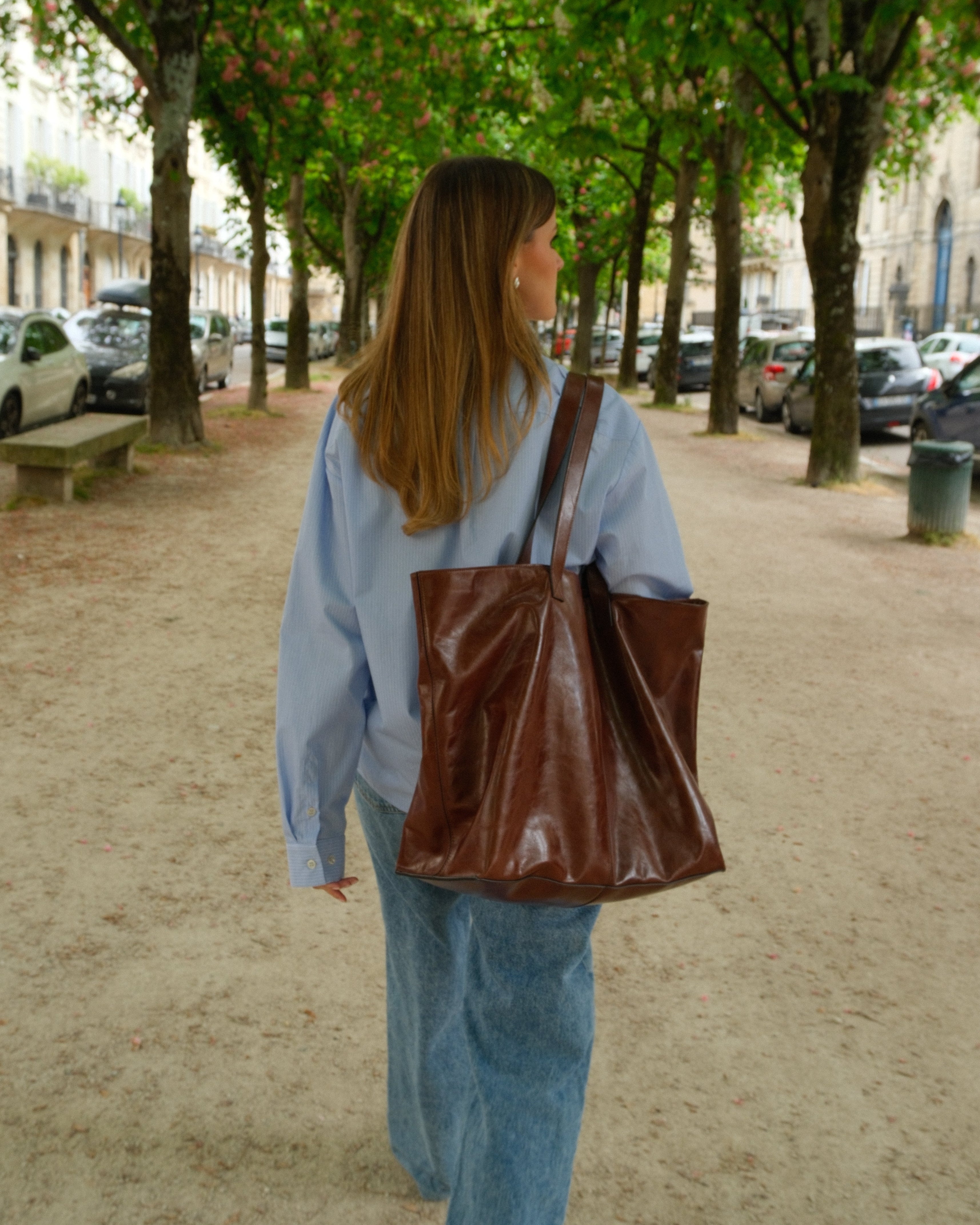 Maxi Leather Tote Bag - Cognac Brown | Pre Order