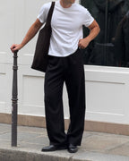 Signature Wool Pleated Trousers - Black