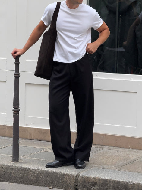 Signature Wool Pleated Trousers - Black