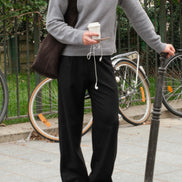 Signature Wool Pleated Trousers - Black