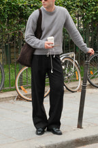 Signature Wool Pleated Trousers - Black