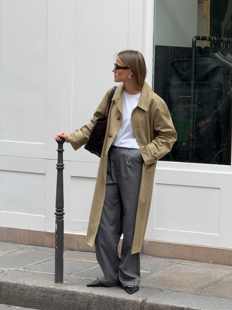 Signature Wool Pleated Trousers - Grey