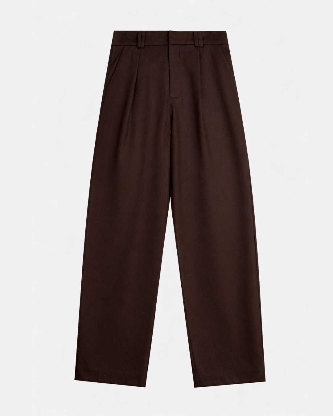 Signature Wool Pleated Trousers - Brown | SAMPLE