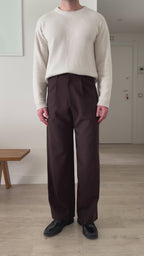 Signature Wool Pleated Trousers - Brown | SAMPLE