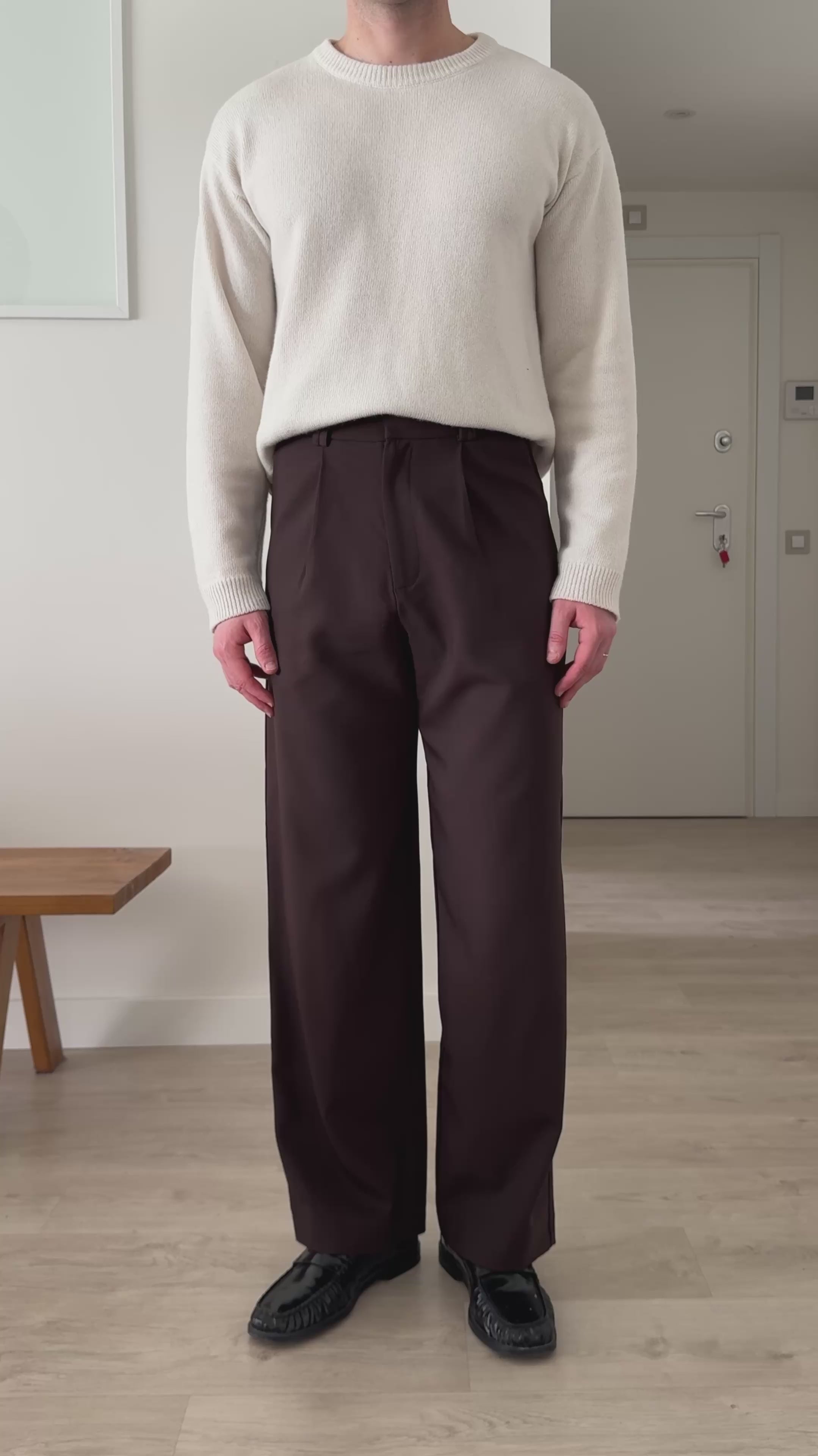 Signature Wool Pleated Trousers - Brown | SAMPLE